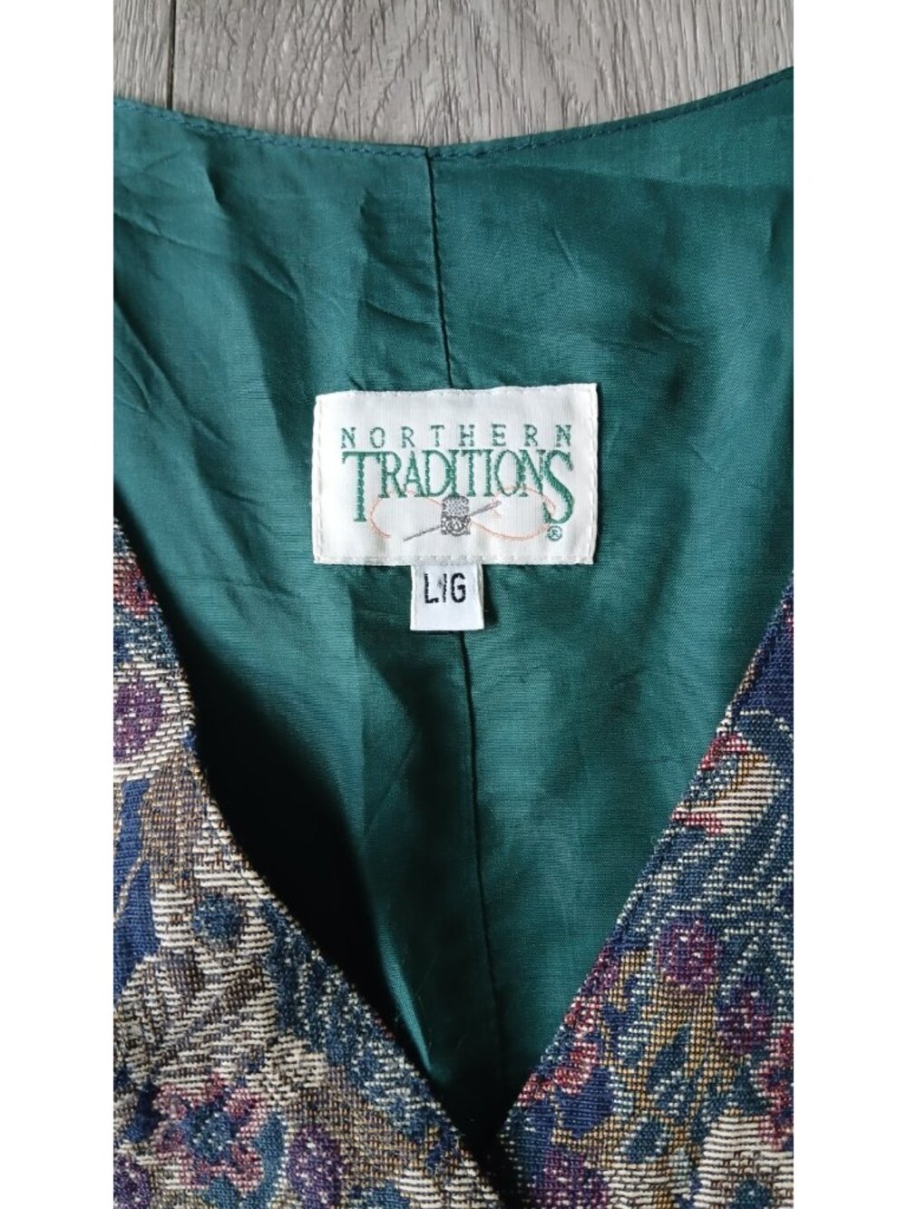 VTG Northern Traditions Floral Tapestry Vest Women’s Large Cottagecore Gobelin - Picture 3 of 8